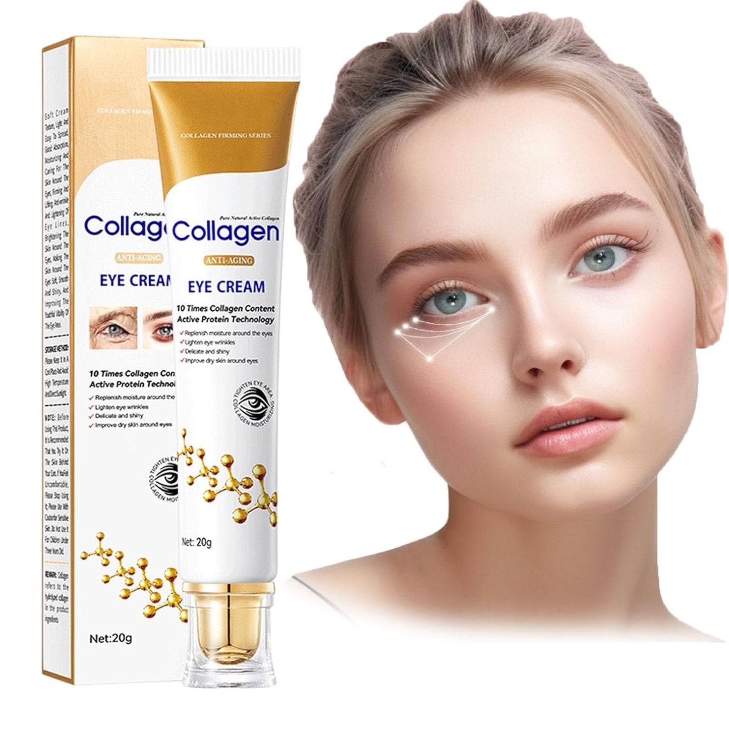Sale!! Lumineyez Collagen Anti Wrinkle Moisturizing Eye Cream, Instant Firming Anti-Aging Eye Essence, Collagen Anti-Aging Under Eye Serum, Fine Lines Firming De-Puffiness Dark Circles Eye Cream (1PCS)