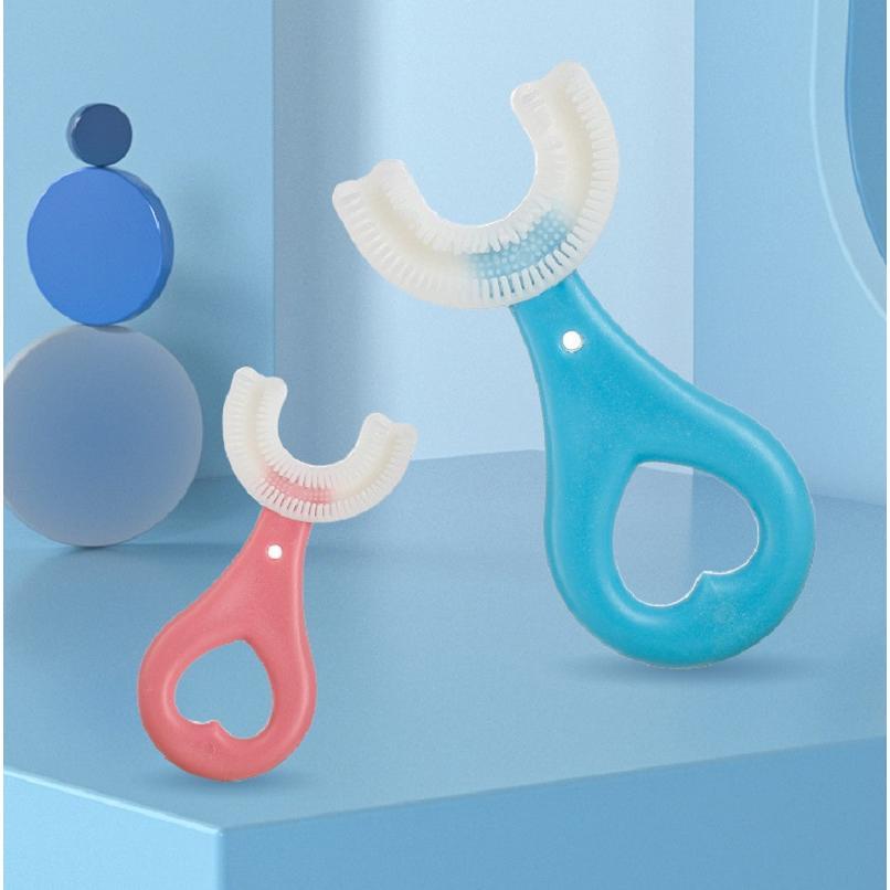 Lovely Baby Ultra Soft Silicone U Shape Toothbrush with Portable Mouth Type Kid Reusable Brushing Teeth Cleaning Oral Care Tool