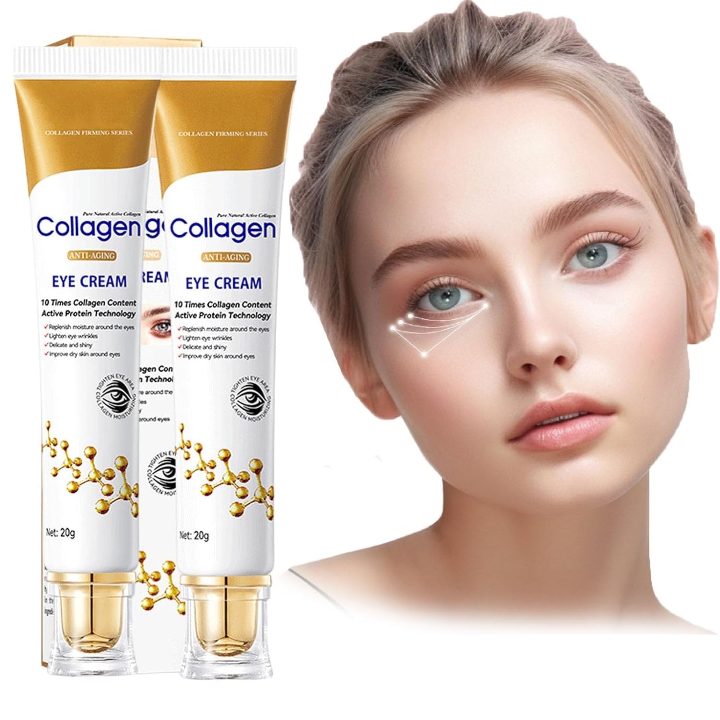 Sale!! Lumineyez Collagen Anti Wrinkle Moisturizing Eye Cream, Instant Firming Anti-Aging Eye Essence, Collagen Anti-Aging Under Eye Serum, Fine Lines Firming De-Puffiness Dark Circles Eye Cream (1PCS)