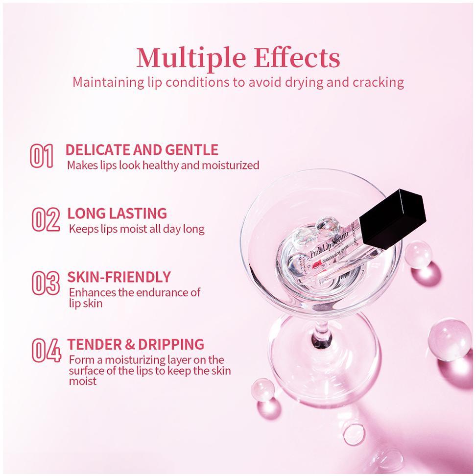 Pink Lips Serum Lip Balm Plumper Serum Reduces Fine Lines Brighten Lipgloss Anti-Drying For Women Pink Lips Instant Volumising