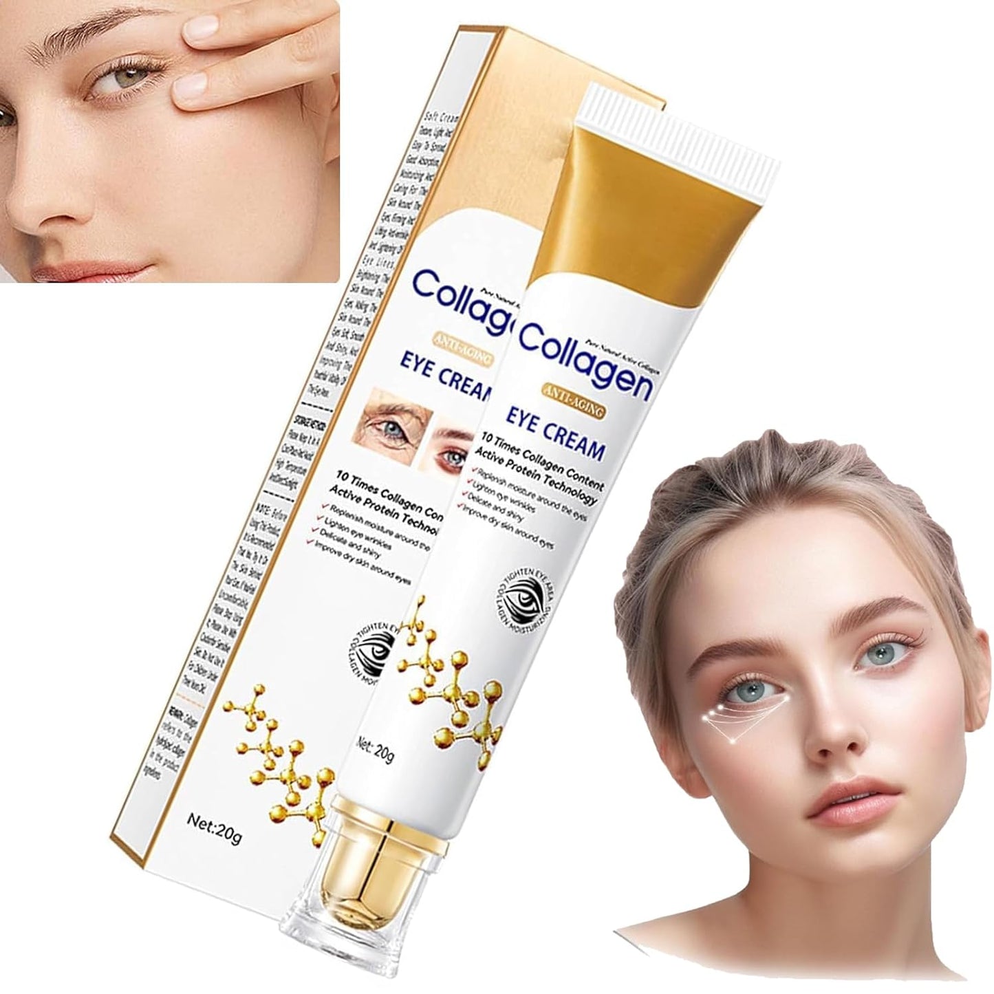 Sale!! Lumineyez Collagen Anti-Wrinkle Eye Cream, Lumineyez De-Puffiness Moisturizes Essence, Fine Lines Dark Circles Eye Cream Remover, Multi Correction Anti Aging Firming Eye Cream (1pc)