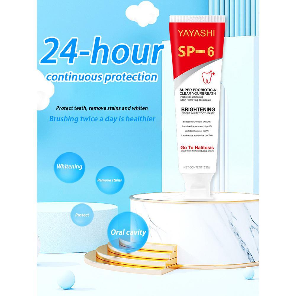 SP-6 Probiotic Toothpaste Whitening Tooth Remove Plaque Stains Teeth Whitener Oral Hygiene Clean Fresh Breath Denta 120g New
